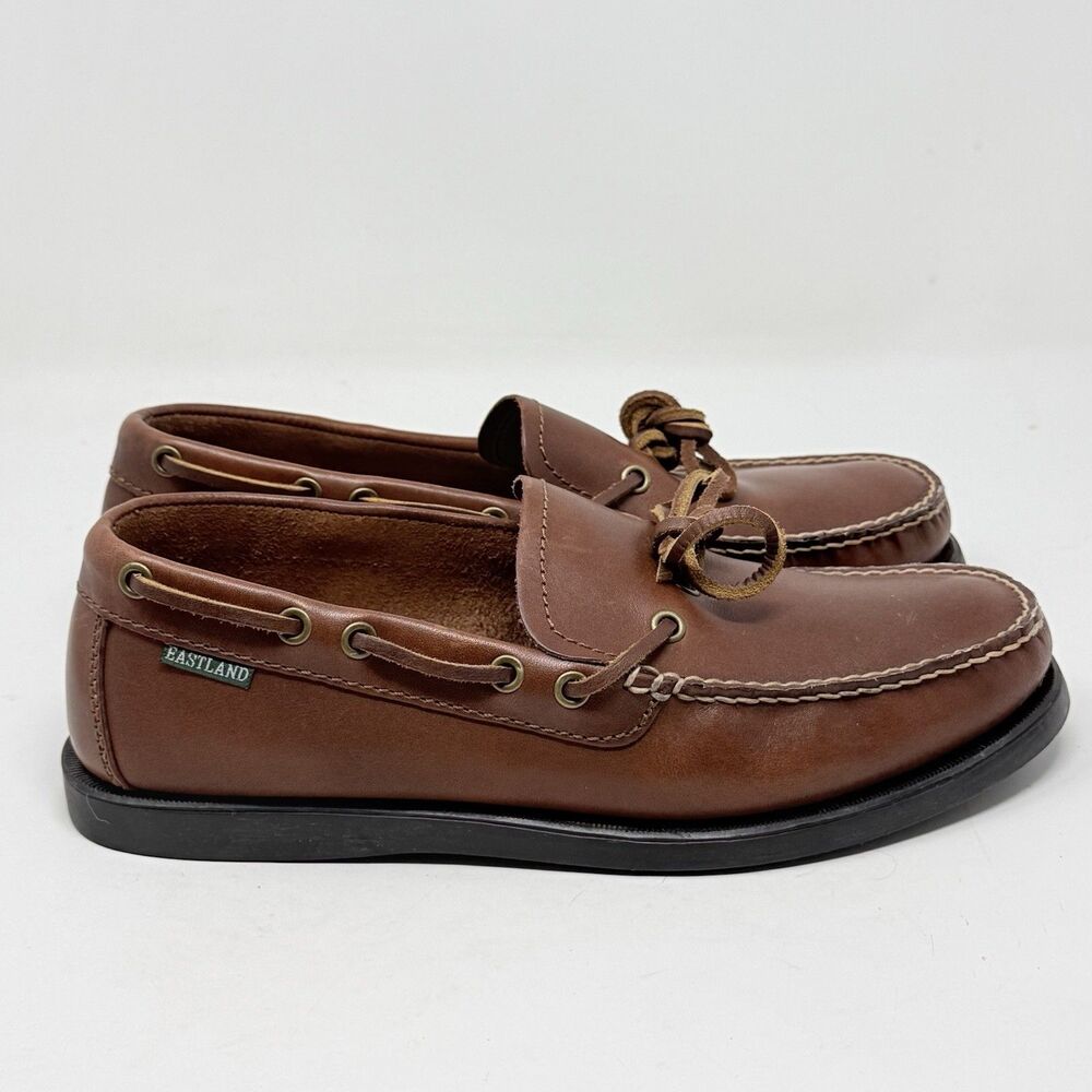 Eastland Yarmouth Camp Moc Shoes Loafers Mens 9.5 W Wide Brown Leather Slip On